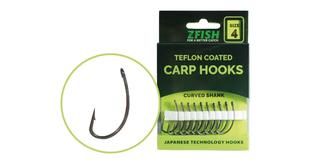Téměř vyprodáno - Zfish Teflonové Háčky Curved Shank, Velikost Háčku, 4