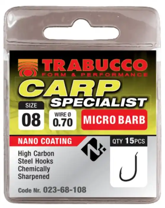 Oblíbený produkt | 15ks - Háčky Trabucco Carp Specialist Micro Barb Velikost 8