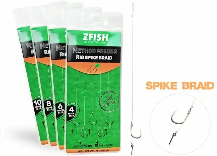 Premium - 5ks - Návazec Zfish Method Feeder Rig Spike Braid Velikost 10