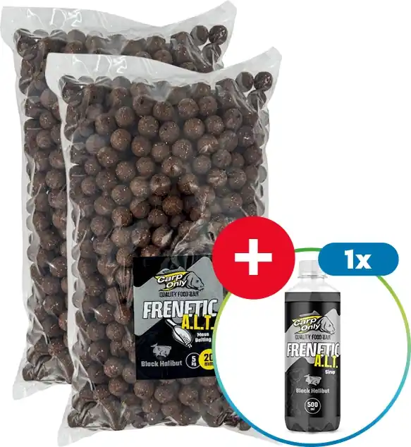 10kg Boilies Carp Only Frenetic A.L.T. Black Halibut 24mm + Booster ZDARMA - Zvýhodněná cena