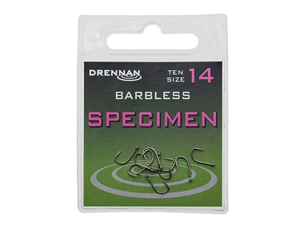 Oblíbený u zákazníků - Drennan háčky bez protihrotu Specimen Barbless vel. 18