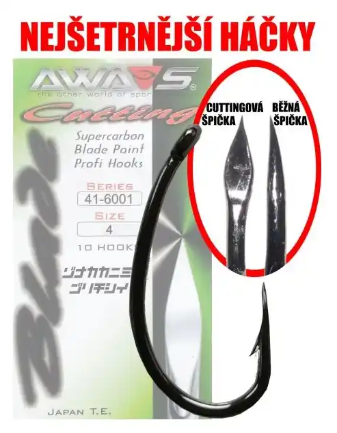 Výprodej - AWA-S Háčky Cutting Blade 6001 Black Nickel vel. 8