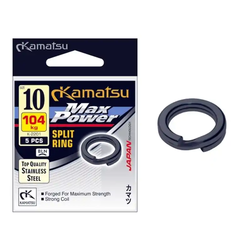 Výborné hodnocení - Kamatsu Kroužky MAX POWER SPLIT RING 8 mm 90kg-5ks Black